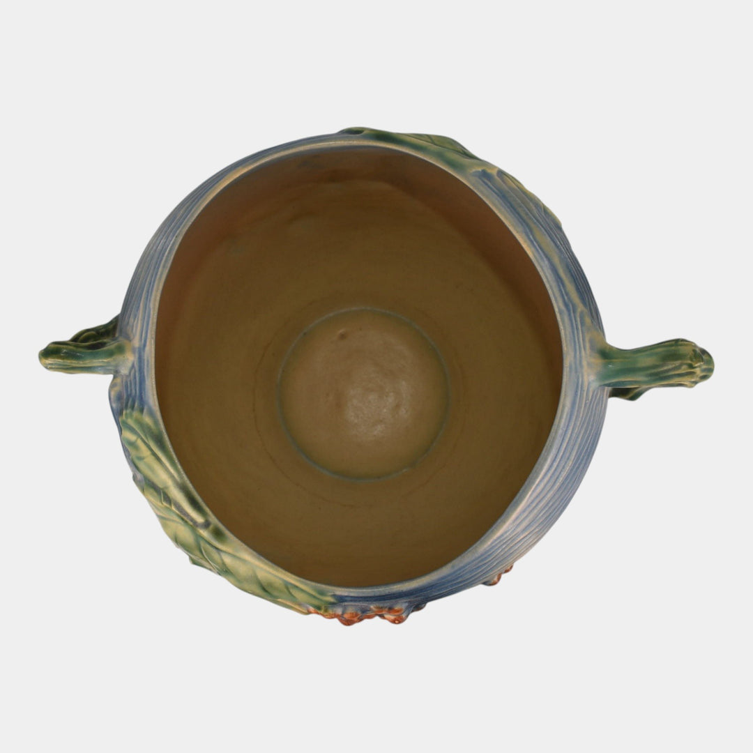 Roseville Bushberry Blue 1941 Vintage Art Pottery Ceramic Bowl 411-6