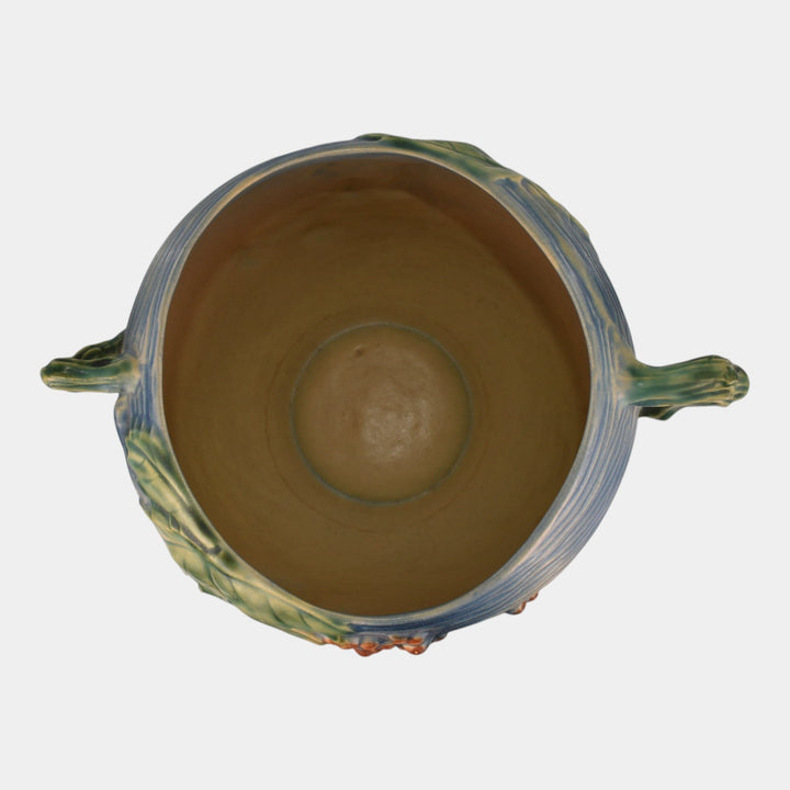 Roseville Bushberry Blue 1941 Vintage Art Pottery Ceramic Bowl 411-6