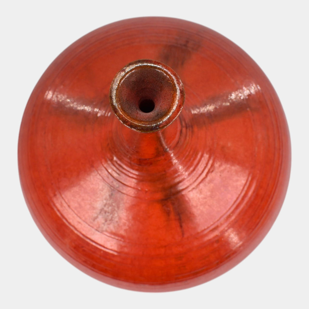 Door Studio Art Pottery Hand Thrown Chrome Red Bottle Vase