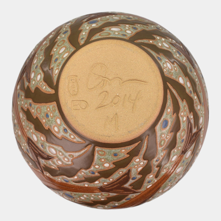 Common Ground Eric Olson 2014 Studio Art Pottery Green Fish Vase
