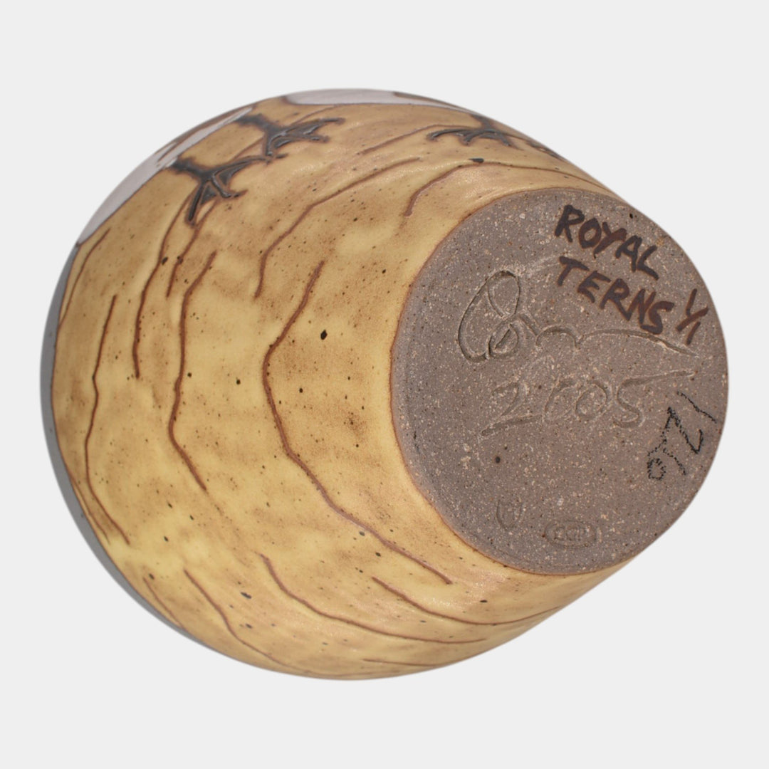 Common Ground Eric Olson 2005 Studio Art Pottery Royal Terns Seabird Vase - Just Art Pottery