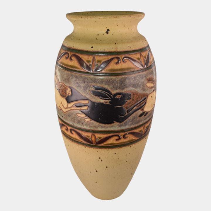 Common Ground Eric Olson 2008 Studio Art Pottery Yellow Rabbit Vase