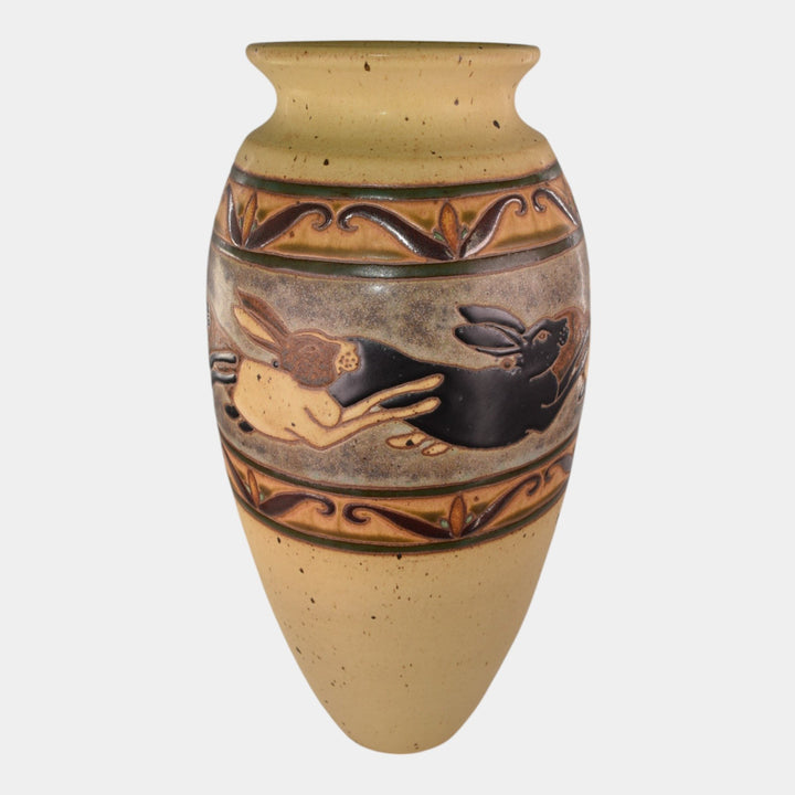 Common Ground Eric Olson 2008 Studio Art Pottery Yellow Rabbit Vase