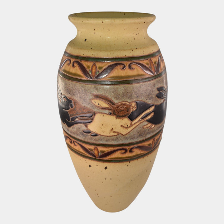 Common Ground Eric Olson 2008 Studio Art Pottery Yellow Rabbit Vase