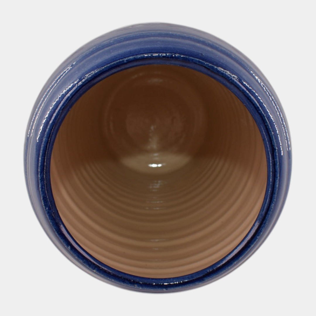 Door Studio Pottery Hand Thrown Blue Scenic Vellum Sailboat Vase