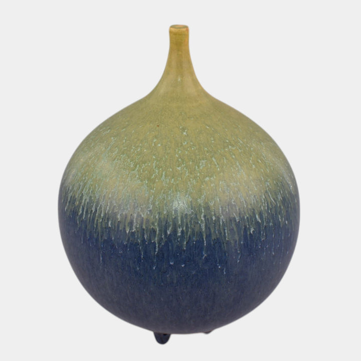 Door Studio Art Pottery Hand Thrown Green Blue Modernist Style Feelie Vase