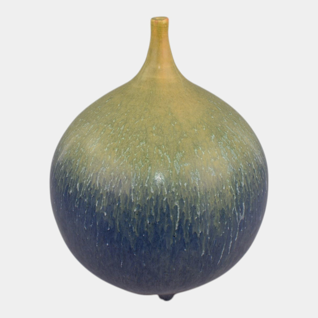 Door Studio Art Pottery Hand Thrown Green Blue Modernist Style Feelie Vase