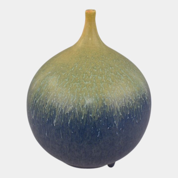 Door Studio Art Pottery Hand Thrown Green Blue Modernist Style Feelie Vase