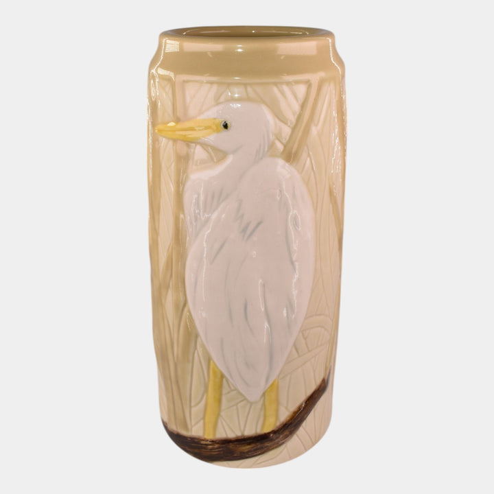 Illumine Art Pottery Studio Hand Made Egret Tan Porcelain Vase