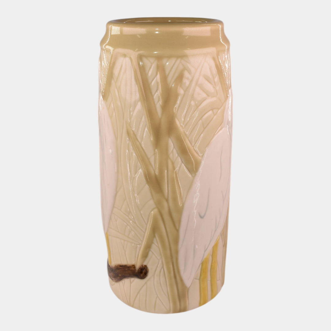 Illumine Art Pottery Studio Hand Made Egret Tan Porcelain Vase
