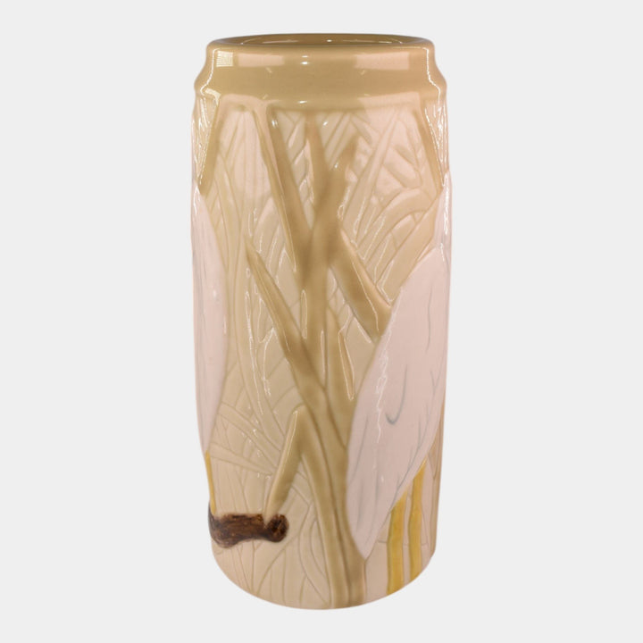 Illumine Art Pottery Studio Hand Made Egret Tan Porcelain Vase