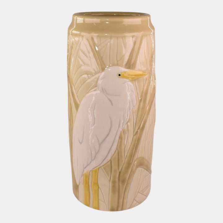 Illumine Art Pottery Studio Hand Made Egret Tan Porcelain Vase