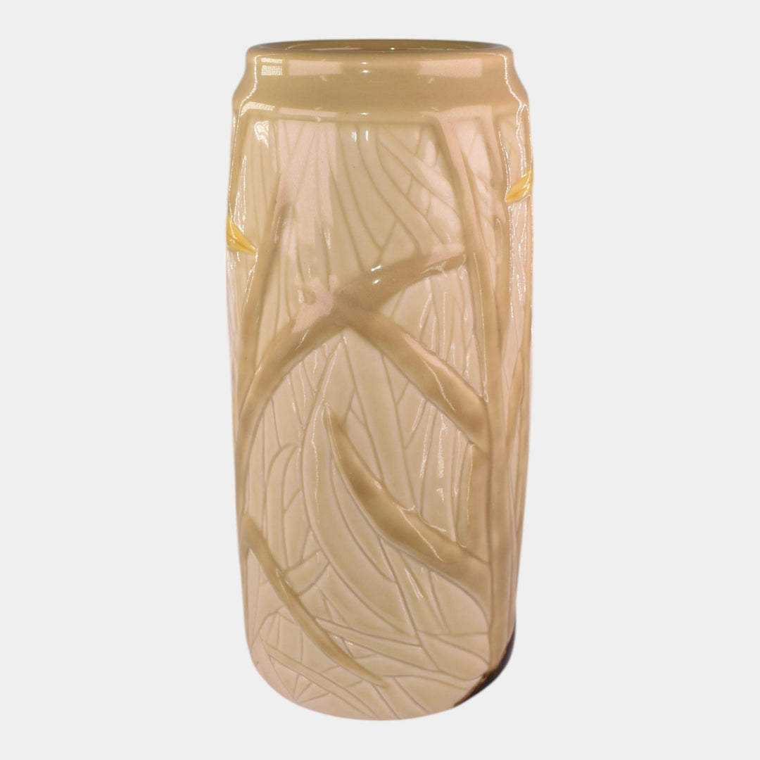 Illumine Art Pottery Studio Hand Made Egret Tan Porcelain Vase