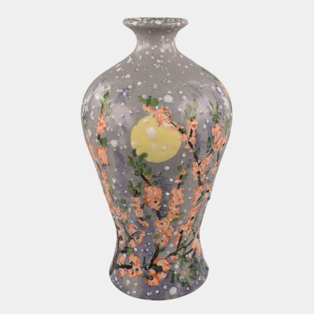 Tim Eberhardt Studio Art Pottery Hand Made Floral Snowy Vase