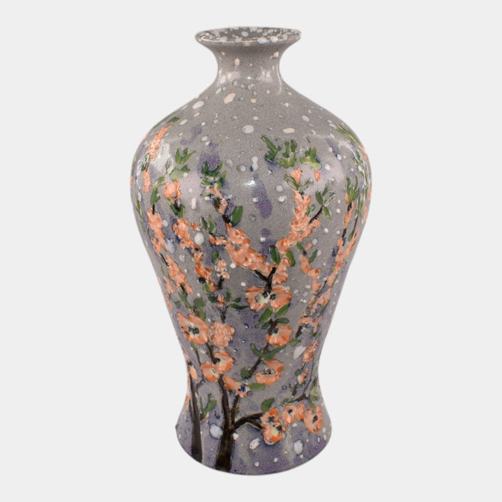 Tim Eberhardt Studio Art Pottery Hand Made Floral Snowy Vase