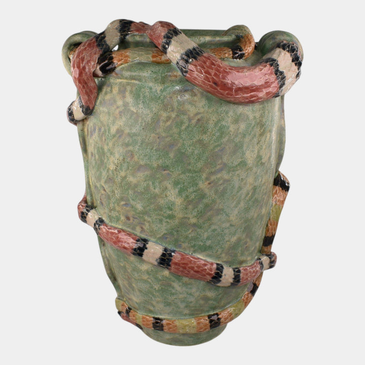 Tim Eberhardt Studio Art Pottery Hand Made Snakes Hunting Mice Vase