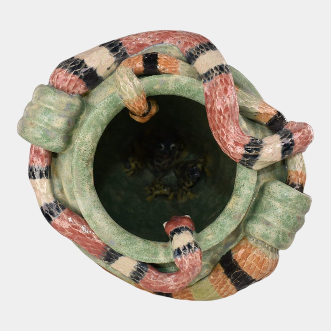 Tim Eberhardt Studio Art Pottery Hand Made Snakes Hunting Mice Vase