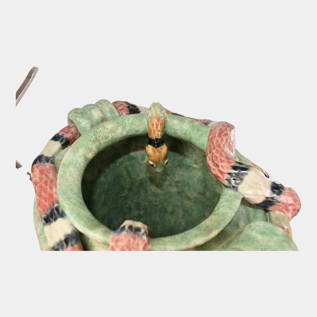 Tim Eberhardt Studio Art Pottery Hand Made Snakes Hunting Mice Vase