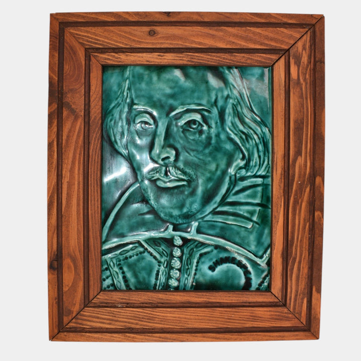 Paul Katrich Studio Art Pottery Vibrant Green Shakespeare Framed Hand Made Tile