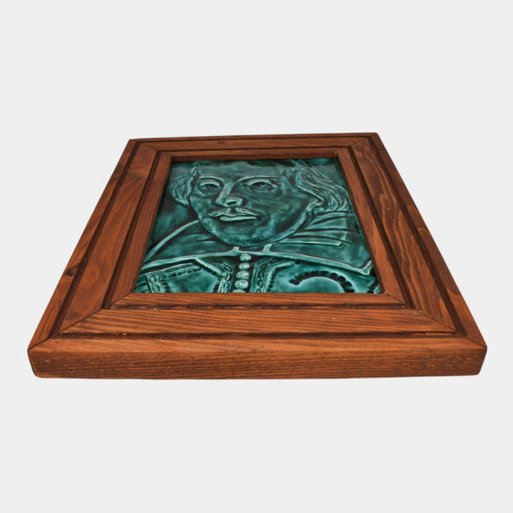 Paul Katrich Studio Art Pottery Vibrant Green Shakespeare Framed Hand Made Tile