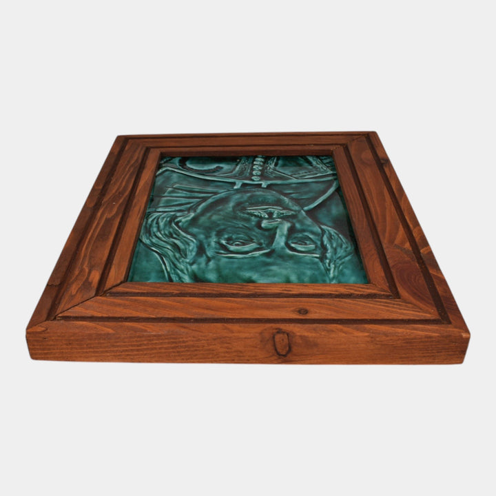 Paul Katrich Studio Art Pottery Vibrant Green Shakespeare Framed Hand Made Tile