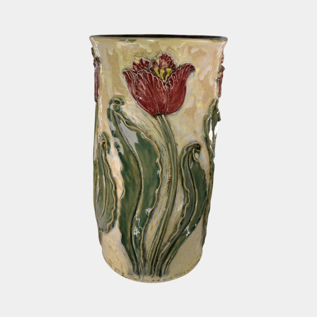 Turtle Island Maggie Jones Art Pottery Tulip Art Nouveau Umbrella Stand