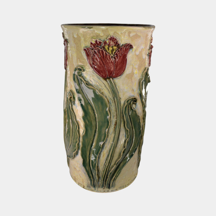 Turtle Island Maggie Jones Art Pottery Tulip Art Nouveau Umbrella Stand
