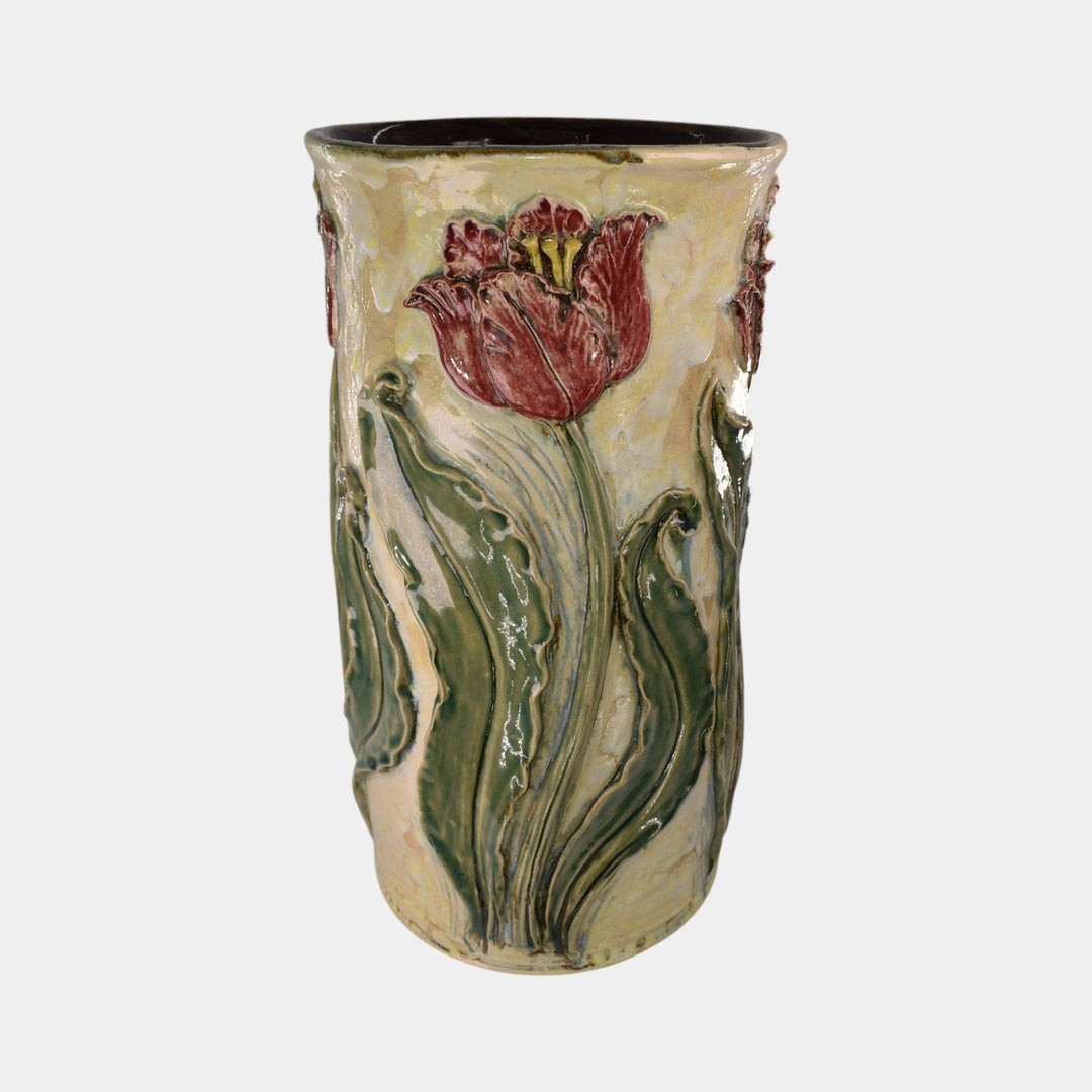 Turtle Island Maggie Jones Art Pottery Tulip Art Nouveau Umbrella Stand