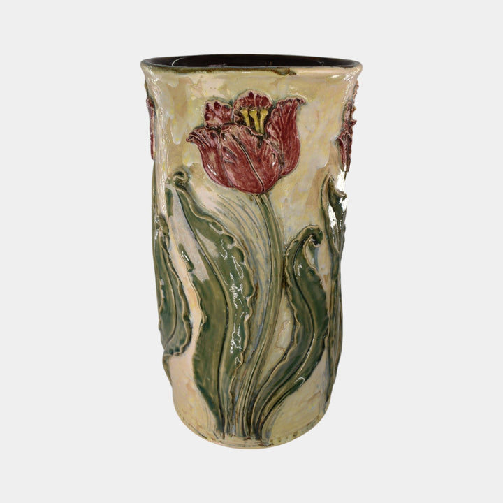 Turtle Island Maggie Jones Art Pottery Tulip Art Nouveau Umbrella Stand
