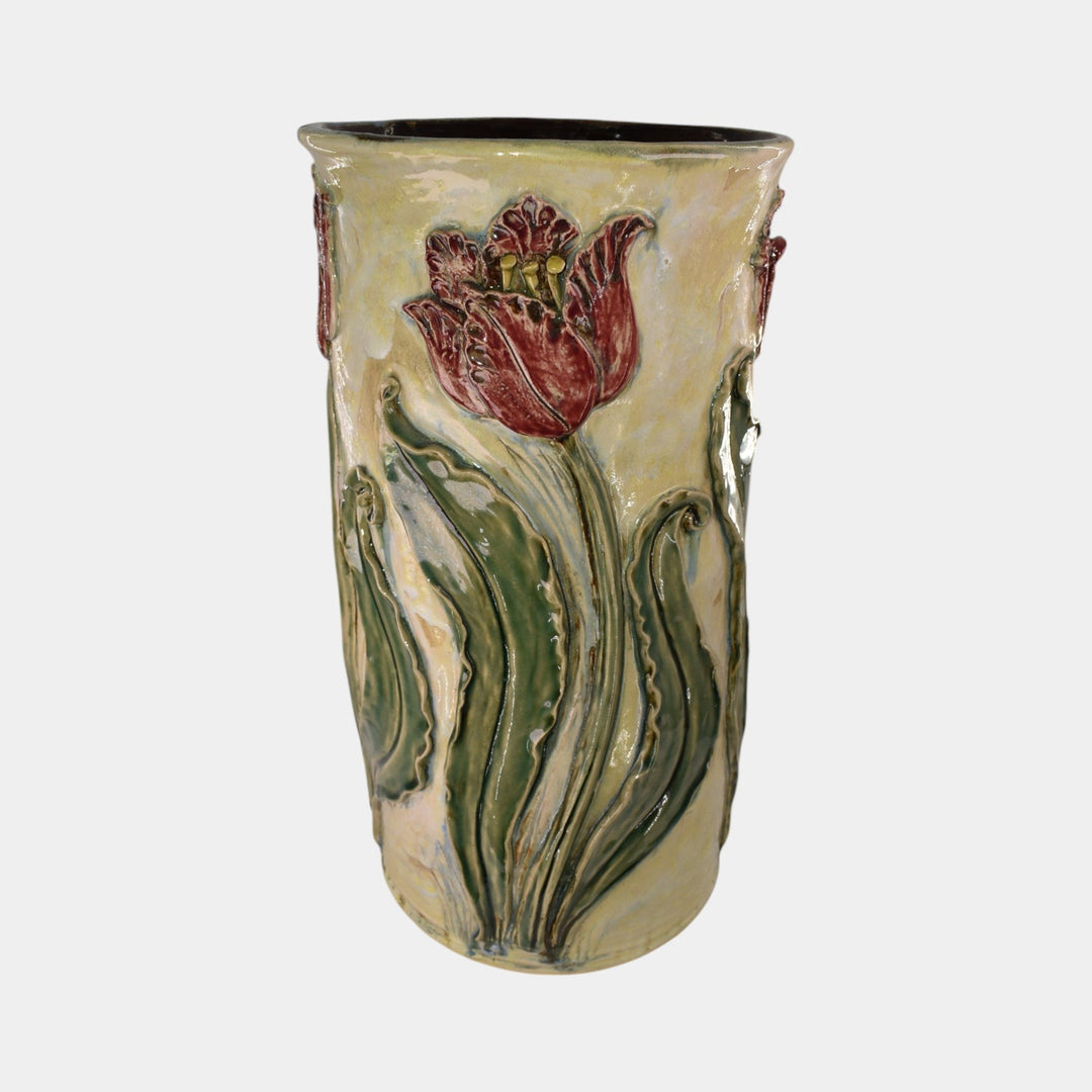 Turtle Island Maggie Jones Art Pottery Tulip Art Nouveau Umbrella Stand