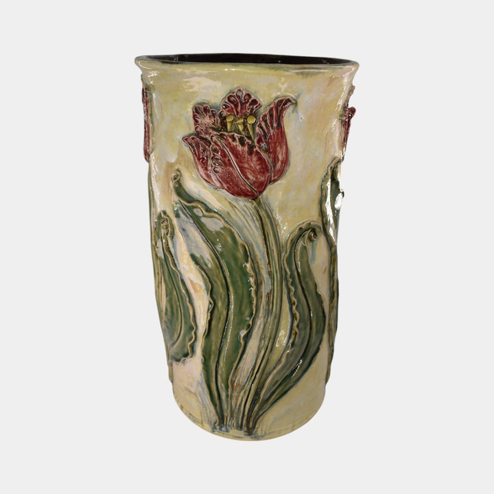 Turtle Island Maggie Jones Art Pottery Tulip Art Nouveau Umbrella Stand