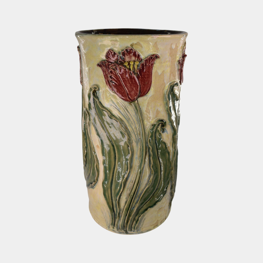 Turtle Island Maggie Jones Art Pottery Tulip Art Nouveau Umbrella Stand