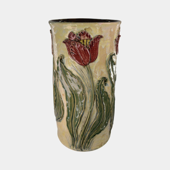 Turtle Island Maggie Jones Art Pottery Tulip Art Nouveau Umbrella Stand