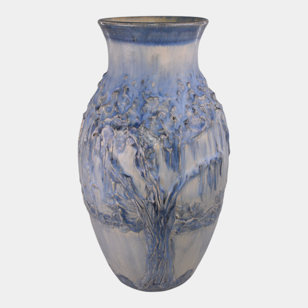 Door Studio Art Pottery Hand Thrown Blue Scenic Bayou Ceramic Vase Draves - Just Art Pottery