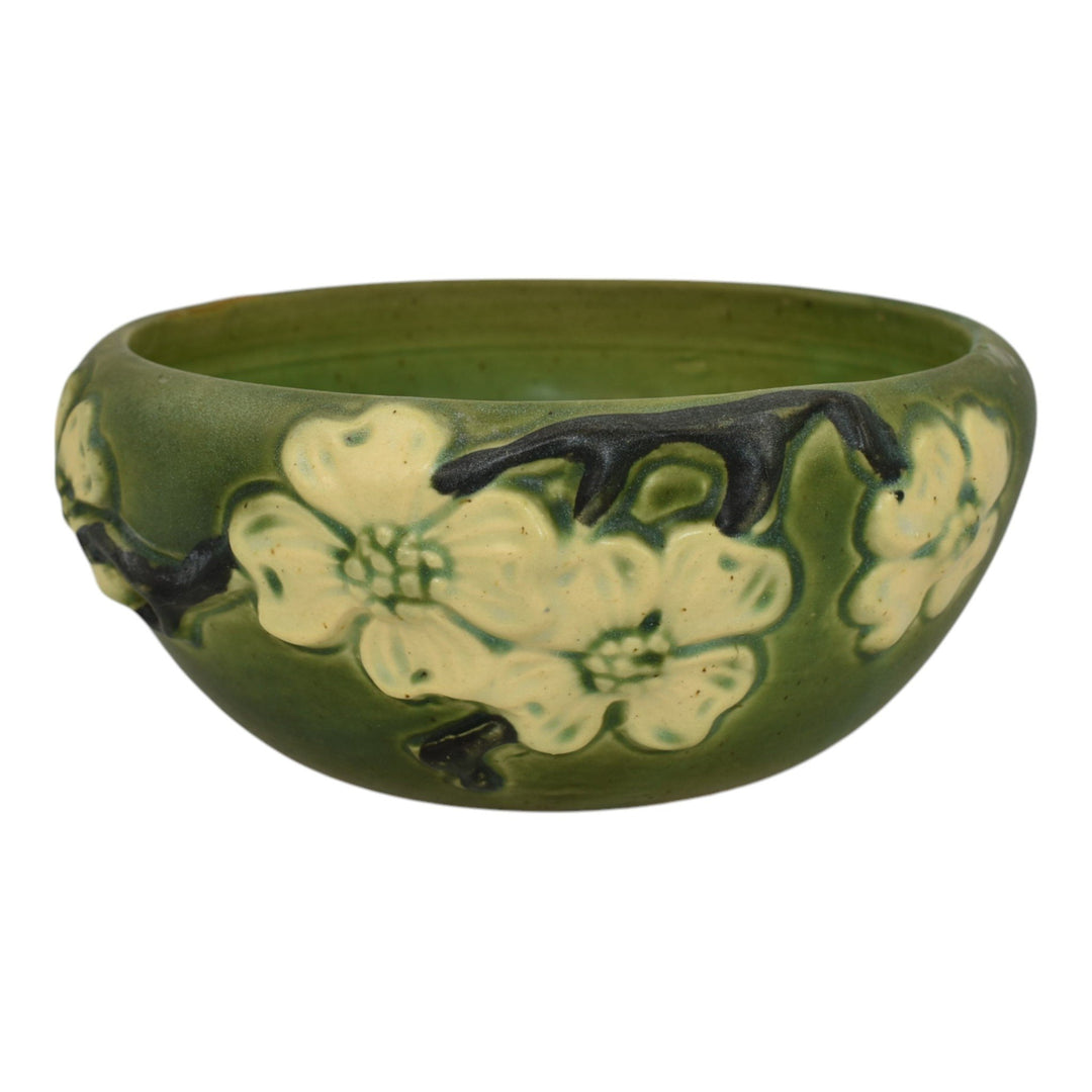 Roseville Dogwood Smooth Green 1920 Vintage Art Deco Pottery Ceramic Bowl