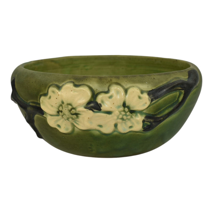 Roseville Dogwood Smooth Green 1920 Vintage Art Deco Pottery Ceramic Bowl