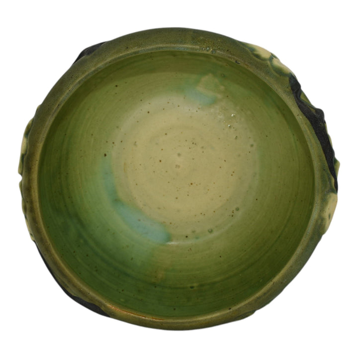 Roseville Dogwood Smooth Green 1920 Vintage Art Deco Pottery Ceramic Bowl