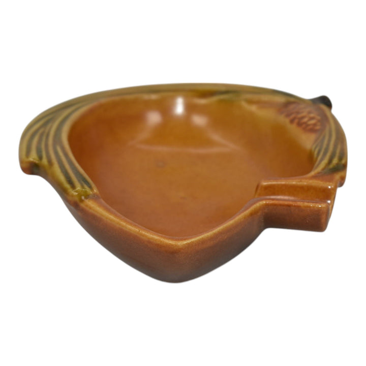 Roseville Pine Cone Brown 1953 Mid Century Modern Pottery Ceramic Ashtray 499