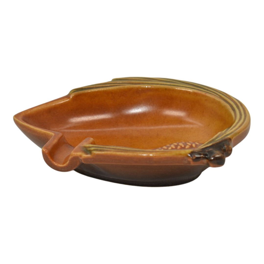 Roseville Pine Cone Brown 1953 Mid Century Modern Pottery Ceramic Ashtray 499