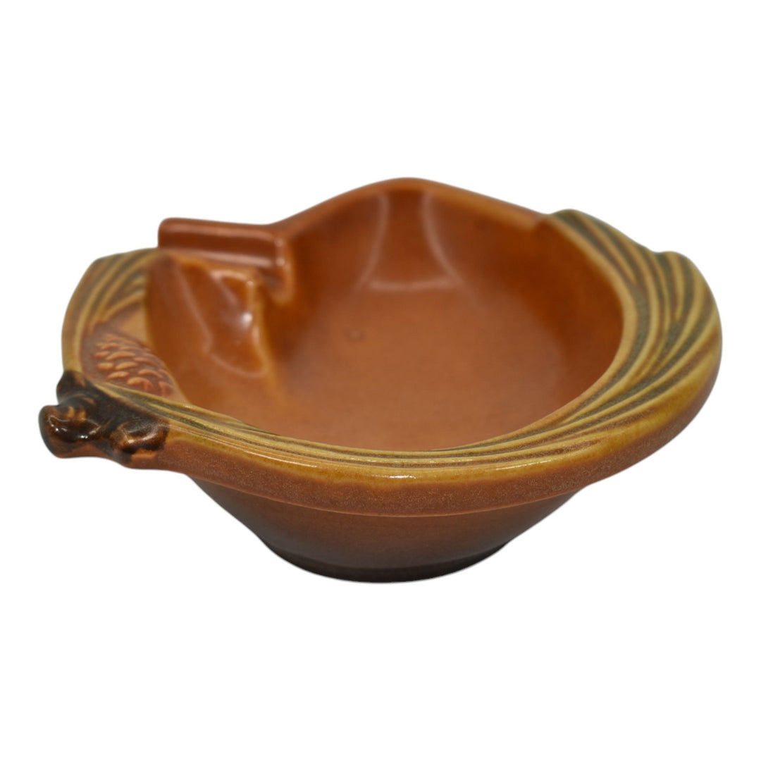 Roseville Pine Cone Brown 1953 Mid Century Modern Pottery Ceramic Ashtray 499
