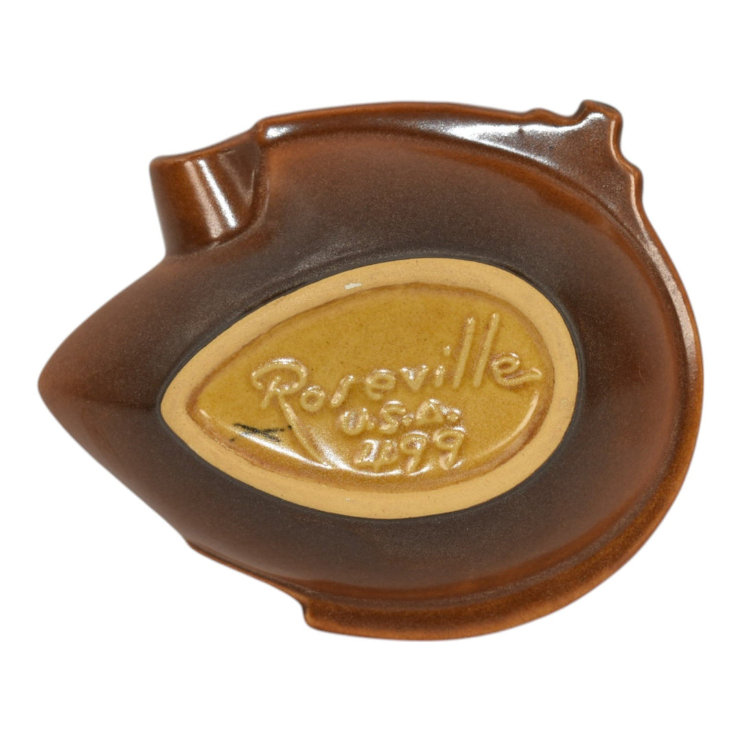 Roseville Pine Cone Brown 1953 Mid Century Modern Pottery Ceramic Ashtray 499