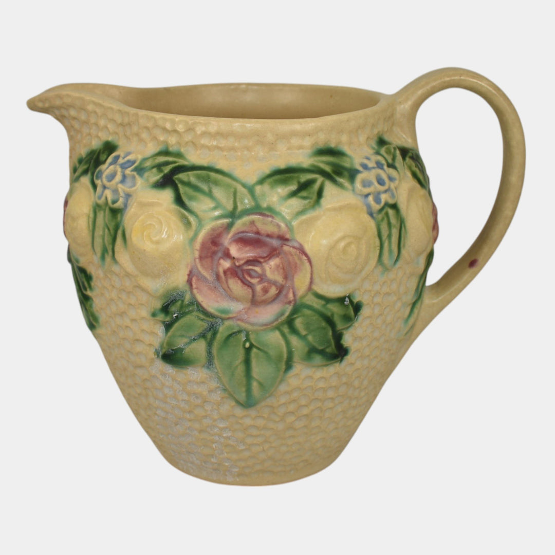 Roseville Rozane 1917 Vintage Art Pottery Ivory Ceramic Pitcher