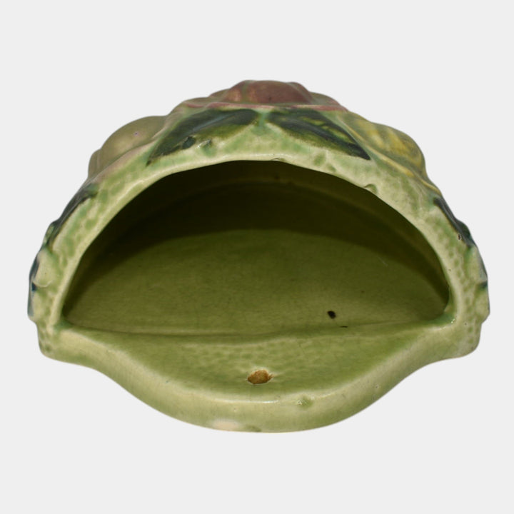 Roseville Rozane 1917 Vintage Art Pottery Green Ceramic Flower Wall Pocket
