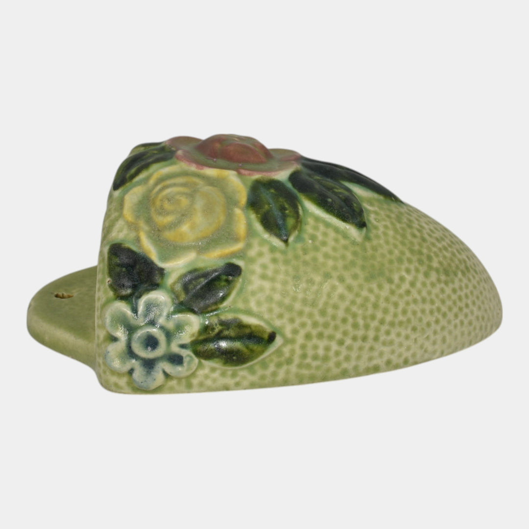 Roseville Rozane 1917 Vintage Art Pottery Green Ceramic Flower Wall Pocket