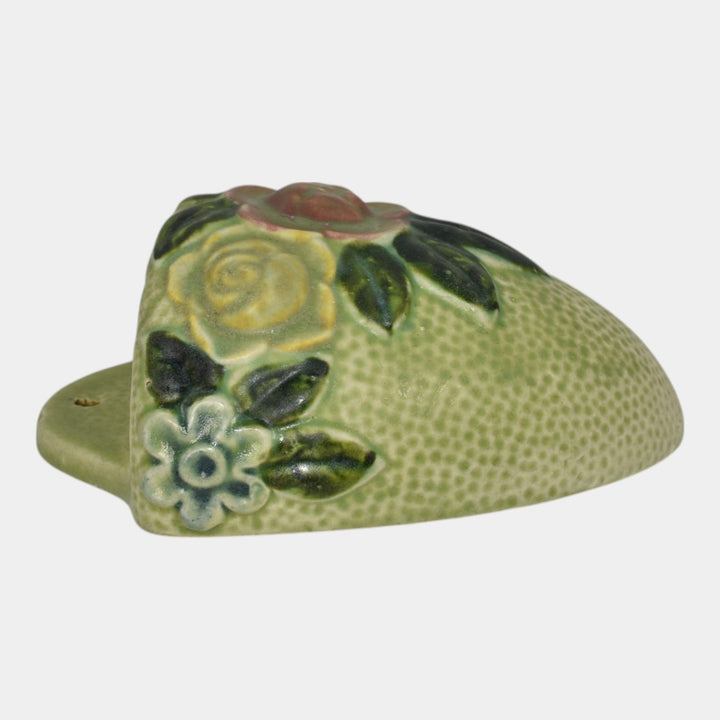 Roseville Rozane 1917 Vintage Art Pottery Green Ceramic Flower Wall Pocket