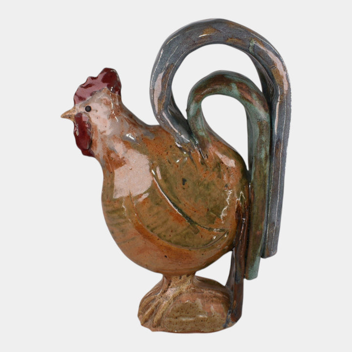 Hog Hill North Carolina Folk Art Pottery Ceramic Rooster Statue - Just Art Pottery
