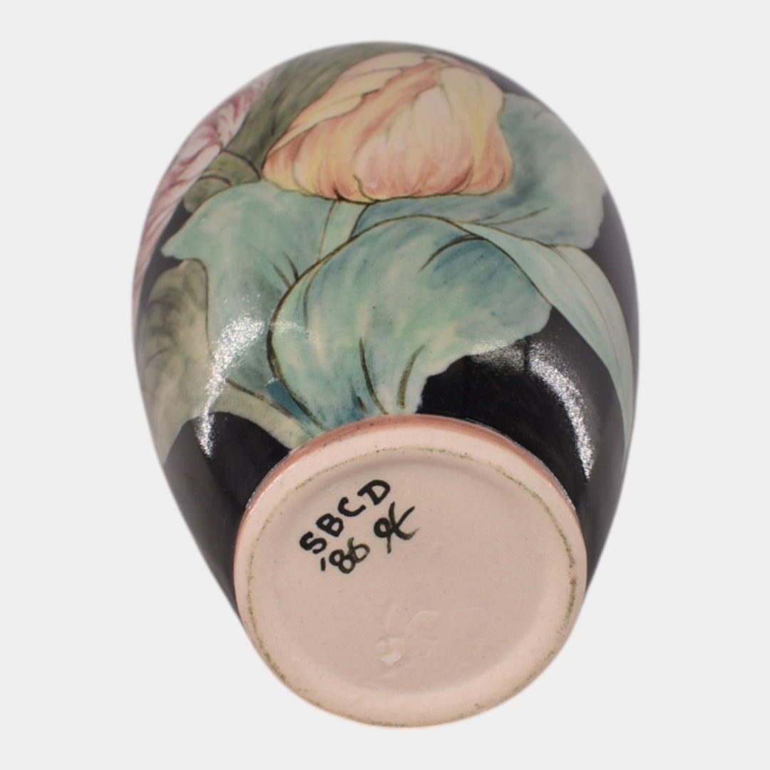 Santa Barbara Ceramic Design 1986 Art Pottery Hand Painted Tulip Vase Takeuchi