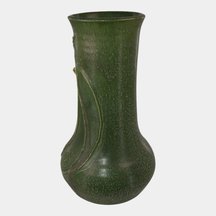 Door Studio Art Pottery 2001 Hand Thrown Green Botanical Ceramic Vase