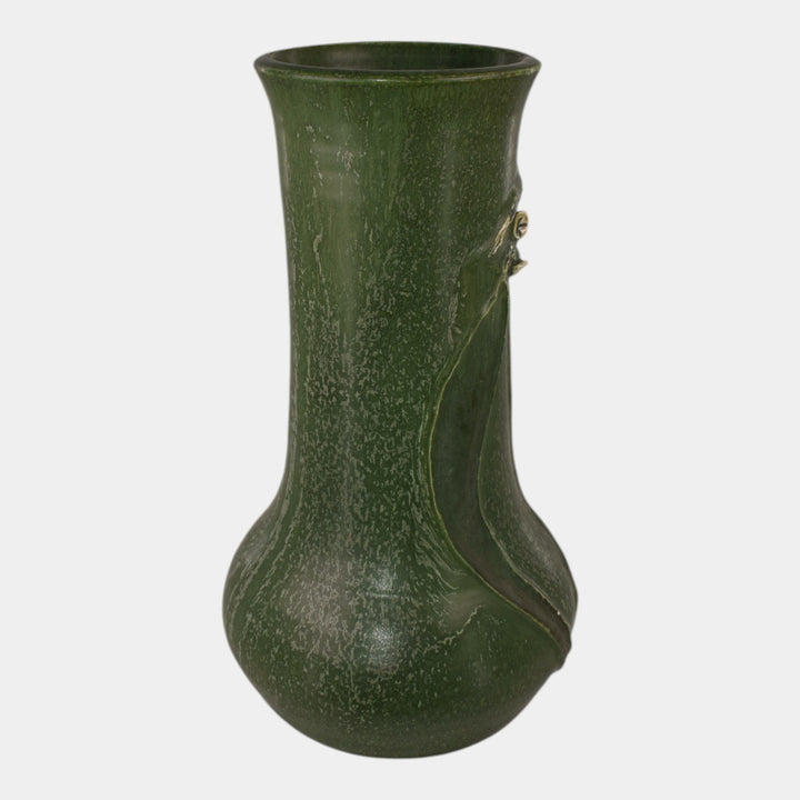 Door Studio Art Pottery 2001 Hand Thrown Green Botanical Ceramic Vase