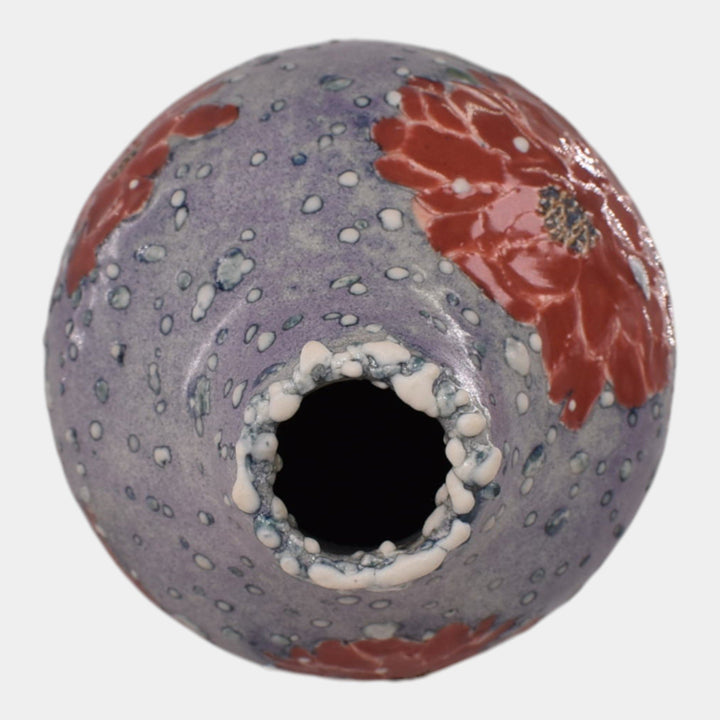 Tim Eberhardt Studio Art Pottery Hand Made Floral Snowy Vase